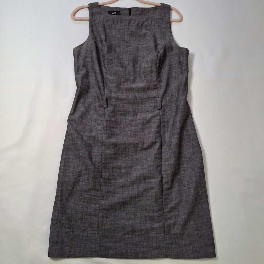 AGB Womens Sheath Dress Size 12 Gray Woven Princess Seams Back Zip